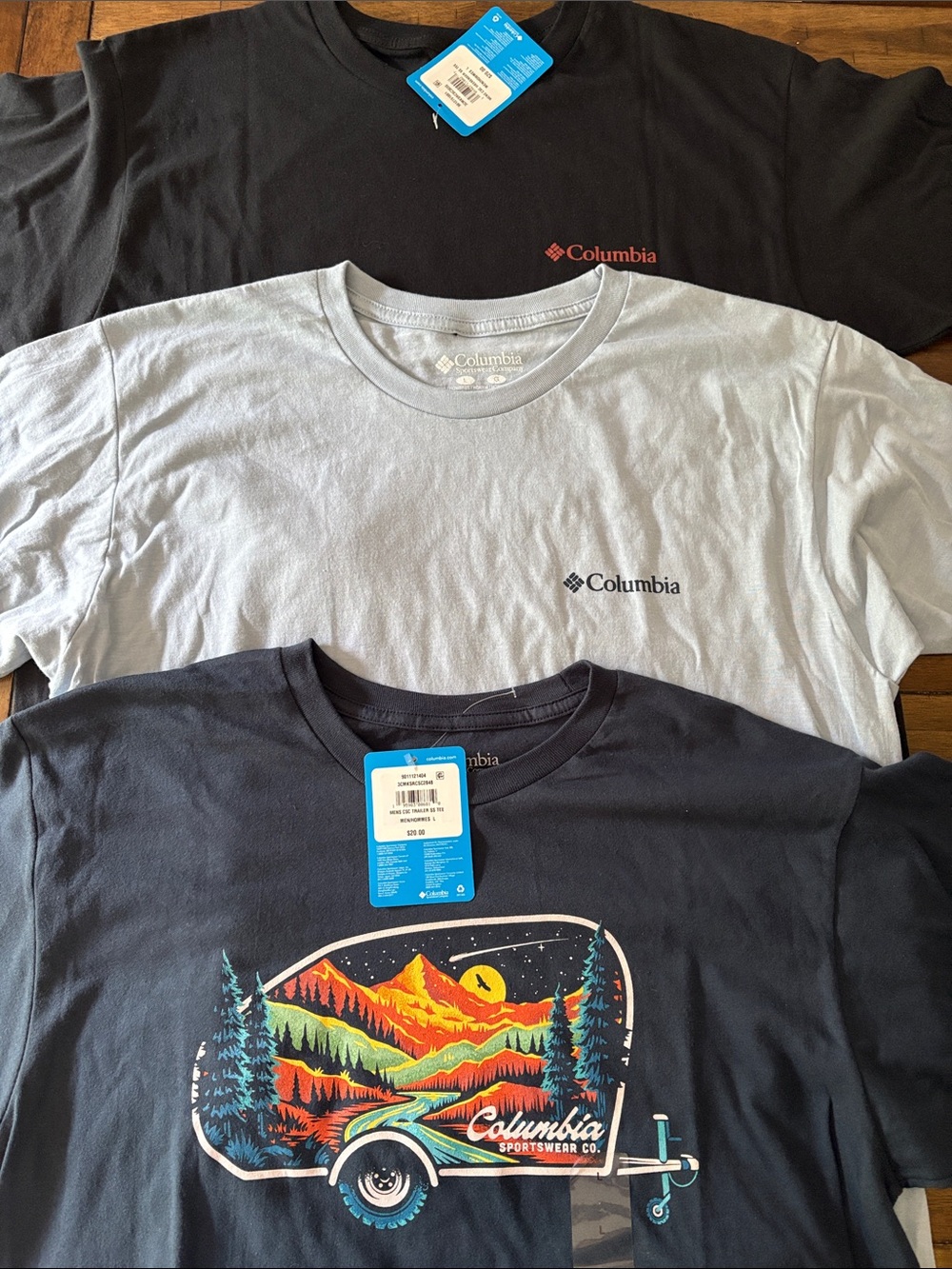 Columbia Men’s set lot of 3 short sleeve tshirts size large NWT